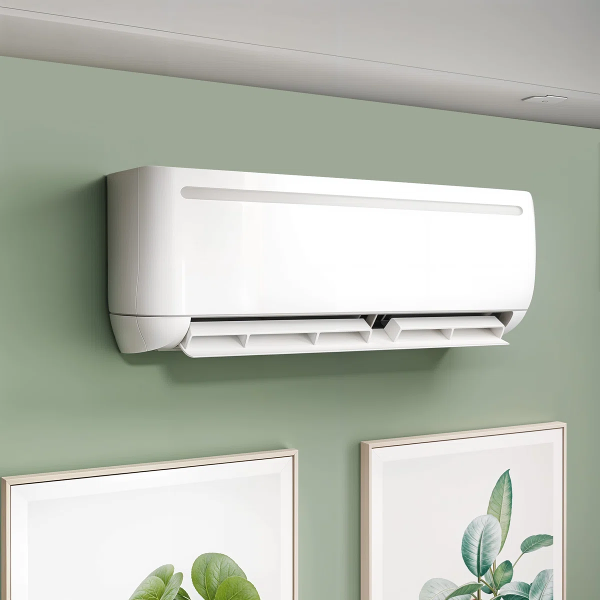 White wall-mounted mini-split heat pump unit