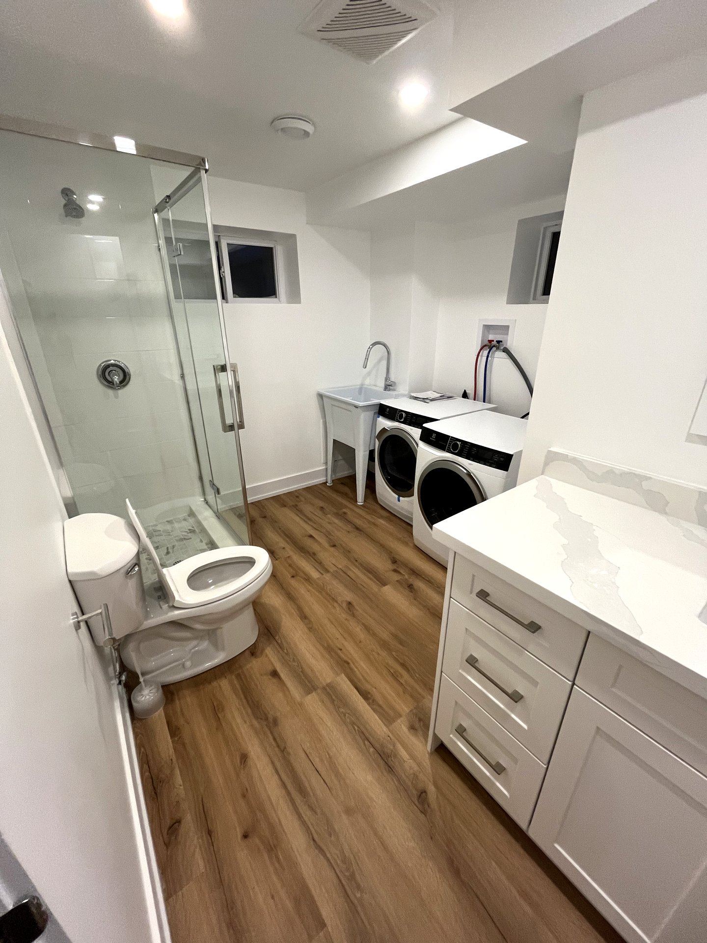 Basement bathroom and laundry