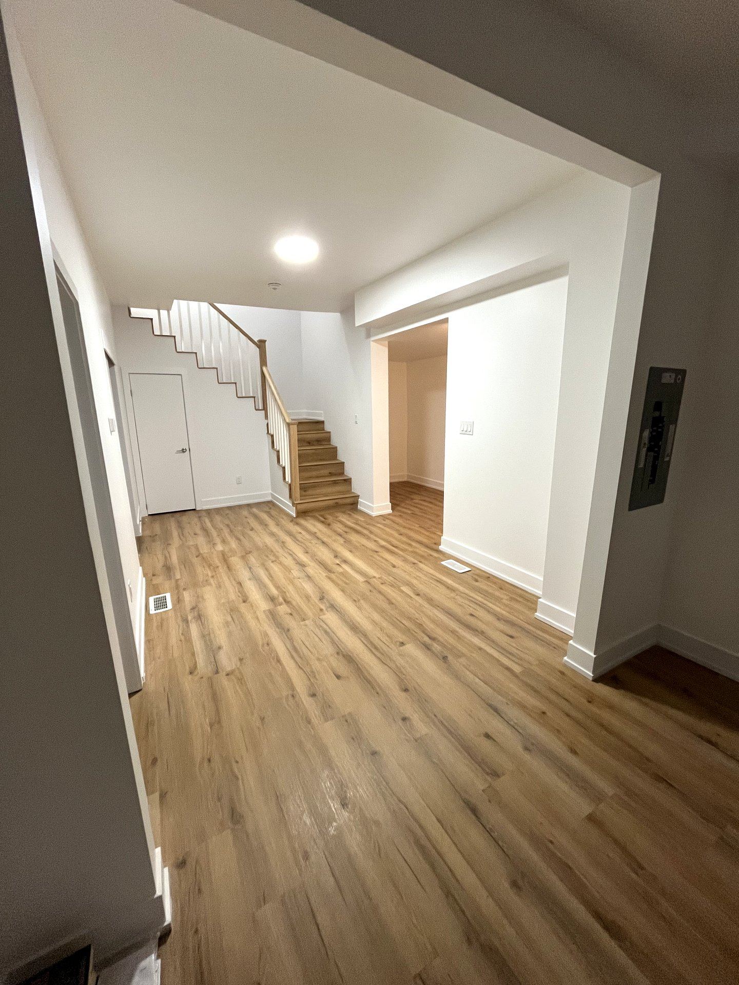 Living room with staircase